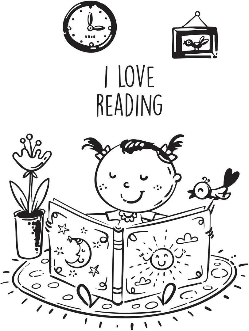 Children I Love Reading Inspiring Quote Wall Decal Decoration Books Quote Book Lovers Bookish Quotes ReadersCute Cartoon Lasts Years and Easily Removable - Size: 24 in(W) x 30 in(H)