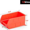 Ultrawall Wall Mounted Storage Bins, Plastic Hanging Storage Organizer Bins, Garage Tool Storage System for Screws, Nuts, Bolts, Nails, and Small Hardware Parts, 12x bins & 3 x rails, Orange