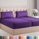 Split King Size 5 Piece Sheet Set - Comfy Breathable & Cooling Sheets - Hotel Luxury Bed Sheets for Women & Men - Deep Pockets, Easy-Fit, Soft and Wrinkle Free Sheets - Purple Oeko-Tex Bed Sheet Set