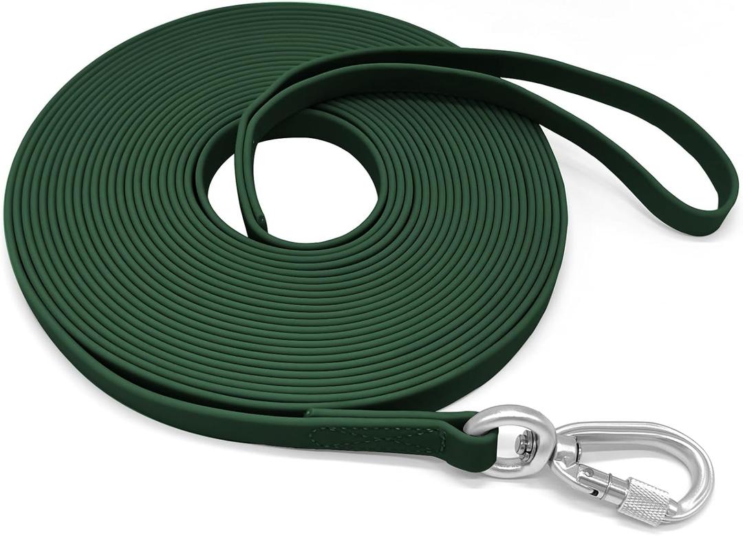 ZALER Long Dog Leash Waterproof Training Leashes, Odor Proof Recall Long Line Lead with Aviation Aluminum Carabiner Clip for Small, Medium, Large Dogs (30FT, Forest Green)
