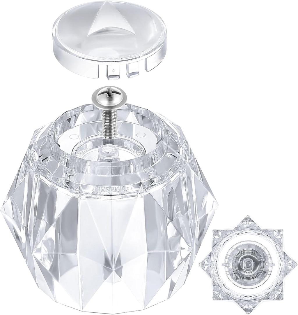 Dreyoo Shower Faucet Handle Replacement for H71, Shower Handle Compatible with Delta Faucet Single Handle Tub Faucets, Shower Knob with Button and Screw, Clear Acrylic