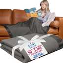 Adult Thermal Waffle Throw Blanket - Soft Lightweight Waffle Knit Design - Breathable Layer for Couch, Bed & Travel - Throw Blanket for Home & Living Room - 50" x 60" (Satin Trim, Gray)