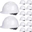 Leumoi 14 Pieces 4 Pt. Suspension Hard Hat Bulk Safety Helmets ABS Construction Hardhats Adjustable Ratchet Hard Hats with Vents and Cotton Brow Pad for Men Work Head Protection Supplies, One Size