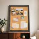 Cork Board Bulletin Board, 30" x 20" Corkboard for Wall, Rustic Black Wooden Frame, Decorative Hanging Pin Board for Home Office Room Decor, 10 Push Pins