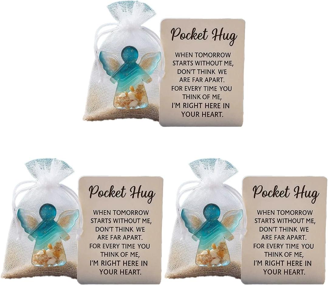 3 Pcs Pocket Angel, Angel Pocket Hug in Memory of The Dead, Sympathy Gift with Healing Symbolism, 2D Flat Keepsake for Grief Support, Set of Three with Card