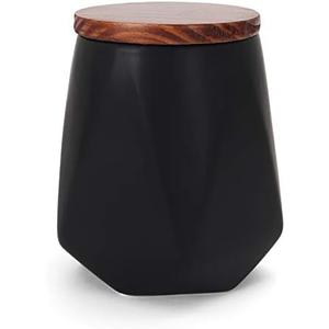 Faceted Storage Canister - Food Storage Container for Kitchen Organization - Ceramic Kitchen Storage Containers - Kitchen Canisters - Kitchen Counter Organizers and Storage (Medium Black)