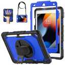 WEGLS Case for iPad 9th/ 8th/ 7th Generation 10.2'' with Screen Protector Pencil Holder, 360 Rotating Hand Strap & Stand, Protective Case for iPad 10.2 inch 2021/ 2020/ 2019 (Blue/ Black)