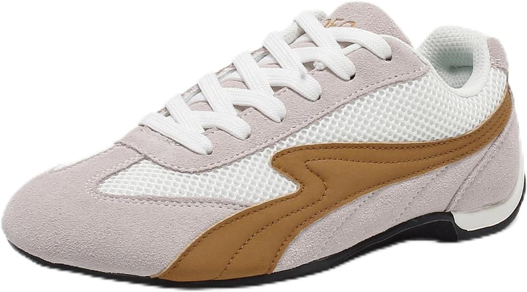 OFG Women's Fashion Retro Sneakers Slip-Resistant Walking Shoes Lace Up Low Top Causal Tennis Skate Shoes