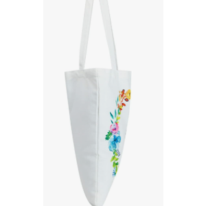 Set of 2 Reusable Monogram Letter Personalized Tote Bags for Women, Floral Design (29 Inches)