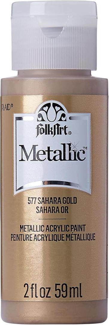 FolkArt Metallic Acrylic Paint in Assorted Colors (2 oz), 577, Sashara Gold