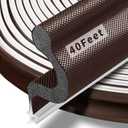 40 Feet Long Reach Door Weather Stripping Door Seal Strip, New Upgraded V-Shaped Replacement Kerf Weather Stripping for Door Frame Door Insulation, Easy Cut to Size(Brown)