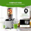Cold Press Juicer, Juicer Machines with 4.35'' Wide Feed Chute, Stainless Steel Slow Masticating Juicers Easy to Clean, Vegetables & Fruits Juice Extractor, High Juice Yield, Gray Knob