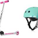 Razor A Kick Scooter for Kids and 80Six Dual Certified Kids Bike, Skate, Scooter Helmet, Surf Green Teal Fade, Small/Medium Bundle