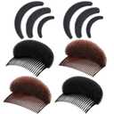 Willbond 10 Pieces Hair Bump Sponge Volume Hair Bases Set Bump It Accessory Styling Tools up Combs Clips Sponge Bun Updo Accessories for Women DIY Hairstyles Lady Costume(Black, Brown)