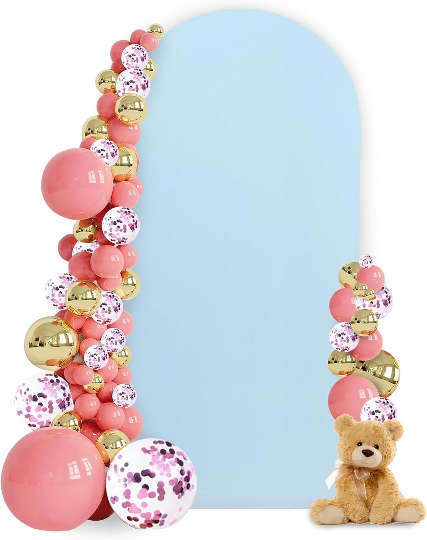 Wedding Arch Cover Blue Spandex Fitted 7.2FT Arch Stand, 4-Way Stretch Fabric Wall Backdrop Panels Stand Cover, Wedding Birthday Party Ceremony Baby Shower Banquet Arch Garden Decoration