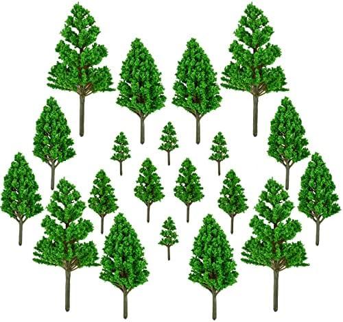 LUEYAO Mini Model Miniature Trees Mixed Train Scenery Architecture Trees Fake Trees for DIY Crafts Building Model Scenery Landscape Green 1.2-3.9 inch 20 PCS