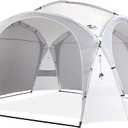 UNP Easy Beach Tent Pop Up Canopy UPF50+ Tent with Side Wall, Ground Pegs, and Stability Poles, Sun Shelter Rainproof, Waterproof for Camping Trips, Backyard Fun, Party Or Picnics (15x15 ft, White)