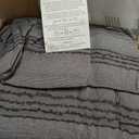 Wonderful Dark Grey Comforter Set King Size, Yarn Dyed Farmhouse Striped Cotton Lightweight Boho Comforter with Pillow Shams, Halloween Bedding, Fluffy Bedding Set for All Season