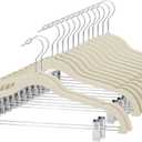 Cozymood Velvet Skirt Hangers - Pack of 24 - Velvet Hangers with Clips Ultra Thin Non Slip Velvet Pants Hangers Space Saving Clothes Hanger for Trouser, Skirts, Jeans, Dress (Beige)