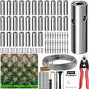 Wire Trellis for Climbing Plants Outdoor, 30-Set Wall Wire Trellis Kit with 1/8in x 150ft Stainless Steel Cable & Cutter, T316 Cylindrical Espalier System for Fence and Garden DIY Projects