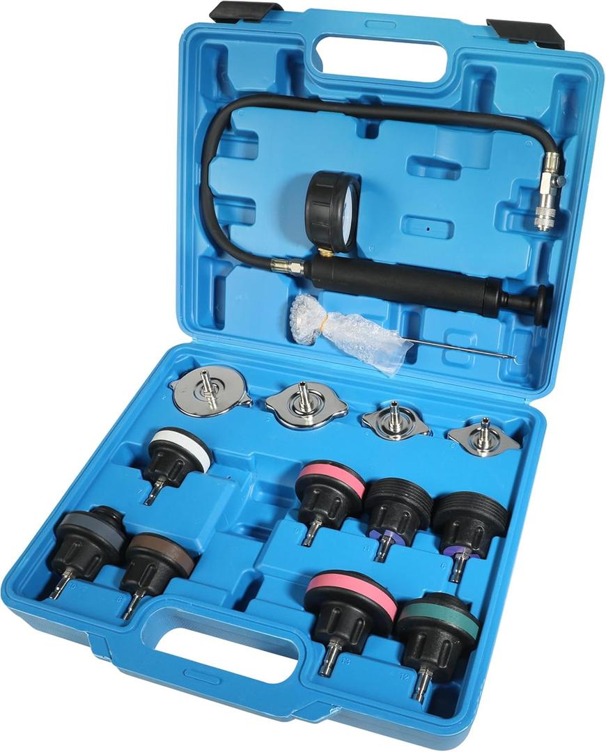 RACOONA Radiator Pressure Tester Kit,Coolant Pressure Tester Radiator Pressure Leakage Tester Tool,Car Accessories Automotive Cooling System Water Tank Leak Test Detector Set for Car Motorcycle Truck