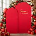 Red Arch Backdrop Covers - 7.2FT, 6FT Spandex Fitted Wedding Arch Stand Covers Round Top Chiara Stretchy Arch Backdrop Cover for Christmas Wedding Birthday Party Decoration