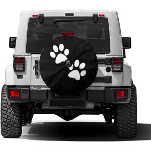 Paw Print Spare Tire Cover with Backup Camera Hole Wheel Tire Cover Fit Trailer, RV, SUV and Many Vehicle 17inch