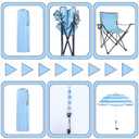 2 Pack Beach Chair with Umbrella for Adults Outdoor, 38 inches