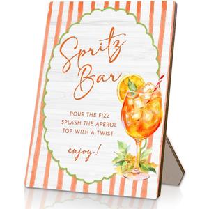 Aperol Spritz Bar Sign, Wedding Cocktail Bar Wooden Stand Sign 5x7 Inch, Baby Bridal Shower Table Decor, Wedding Signs for Reception Ceremony Home Party Tabletop Desk Decorations