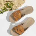 ONCAI Slides for Womens,Flat Dressy Square Toe Summer Beach Sandals for Woman with Comfortable Non-slip Rubber Soles Size 6-11 (8, Fashion Beige)