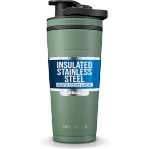 Ice Shaker Insulated Stainless Steel Shaker Bottle | 26oz, Aura | Cold for 30+ Hours | Insulated Cup with Twist-on Agitator | Odor-Free Bottle for Protein Shakes, Water, Smoothies, Cocktails