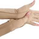 NURCOM Compression Arthritis Gloves, Rheumatoid Pain Relief Compression Gloves for Women & Men, Premium Fingerless Circulation Gloves for Arthritis & Joint Pain, Swelling, Tendonitis, 1 Pair Beige S