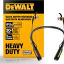 DEWALT Heavy Duty Magnetic Bluetooth Neckband Headphones, Wireless Around the Neck Earbuds w/30H Runtime+Noise Isolation, HandsFree Magnetic Wireless Earphones w/Mic Bluetooth Headsets - Black Edition