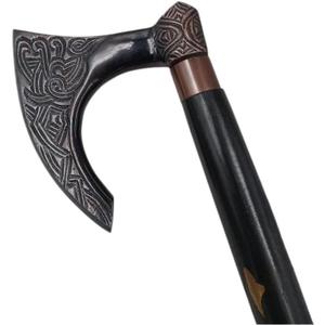 Luxury Viking Style Walking Stick Premium Designer Carved Handle Cane with Wooden Shaft, Antique Decorative Walking Stick for Men & Women, Collectible Gift