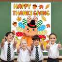 8 x Fall Thanksgiving Turkey Poster Coloring Large Turkey Collaborative Arts Crafts DIY Autumn Pumpkin Coloring Banner for Home School Family Classroom Bulletin Board Supply Activities Game Project