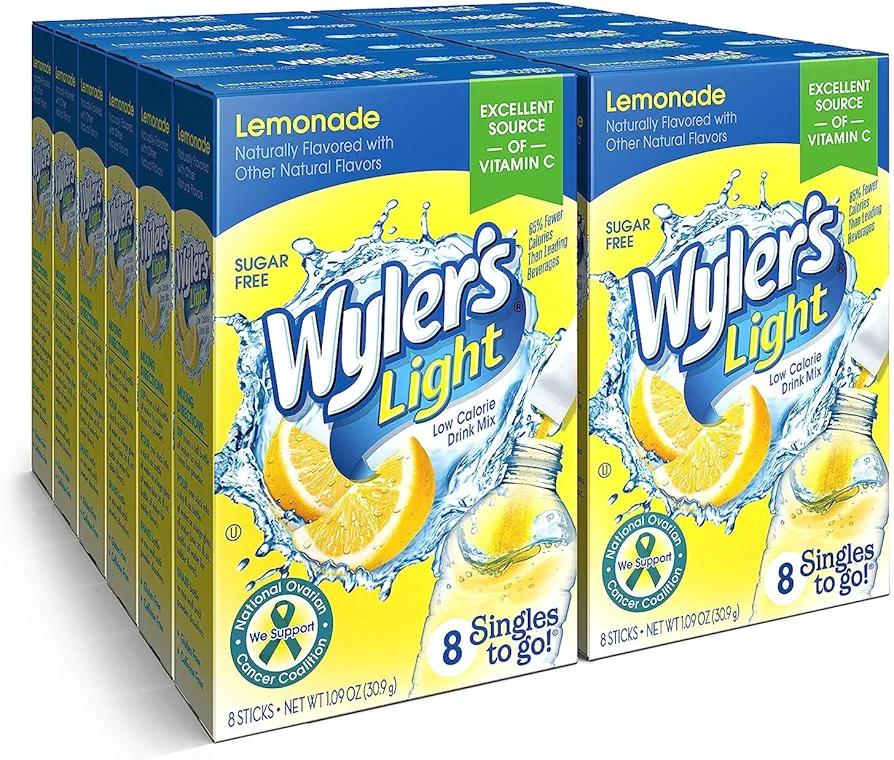 Wyler's Light Singles To Go Powder Packets, Water Drink Mix, Lemonade, 12 Boxes, 8 Servings per Box, 96 Total Servings, EXP: 12/2027