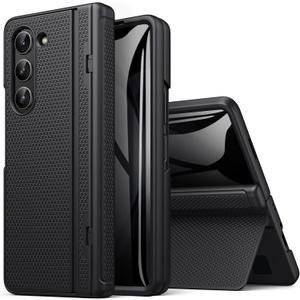 BXYJY for Samsung Galaxy Z Fold 5 Case with Stand, Front Privacy Screen Protector, Hinge Protection, Slim Rugged Hard Shockproof Cover, Full Body Protective Phone Case for Samsung ZFold 5 2023, Black