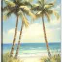 2 x Tropical Beach Canvas Wall Art Palm Tree Pictures Wall Decor Ocean Landscape Painting Prints for Living Room Bedroom Bathroom Decor Framed(Tree-3,16L x 24W)