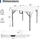 Byliable 34" Square Folding Card Table, Fold-in-Half Utility Dining Portable Table Heavy Duty HDPE White Plastic Foldable with Carrying Handle Indoor Outdoor for Picnic, Camping, Party