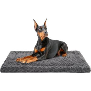 Washable Dog Bed Mat Dog Crate Pad Soft Fluffy Pet Kennel Beds Dog Sleeping Mattress for Large Jumbo Medium Small Dogs, 47 x 29 Inch, Grey