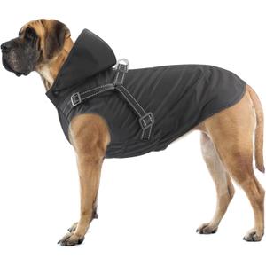 Mosucoirl Dog Raincoat Waterproof Dog Hoodie Reflective Dog Raincoat Hooded Adjustable Rain Jacket for Small Medium Large Dogs Puppies (Black, L)