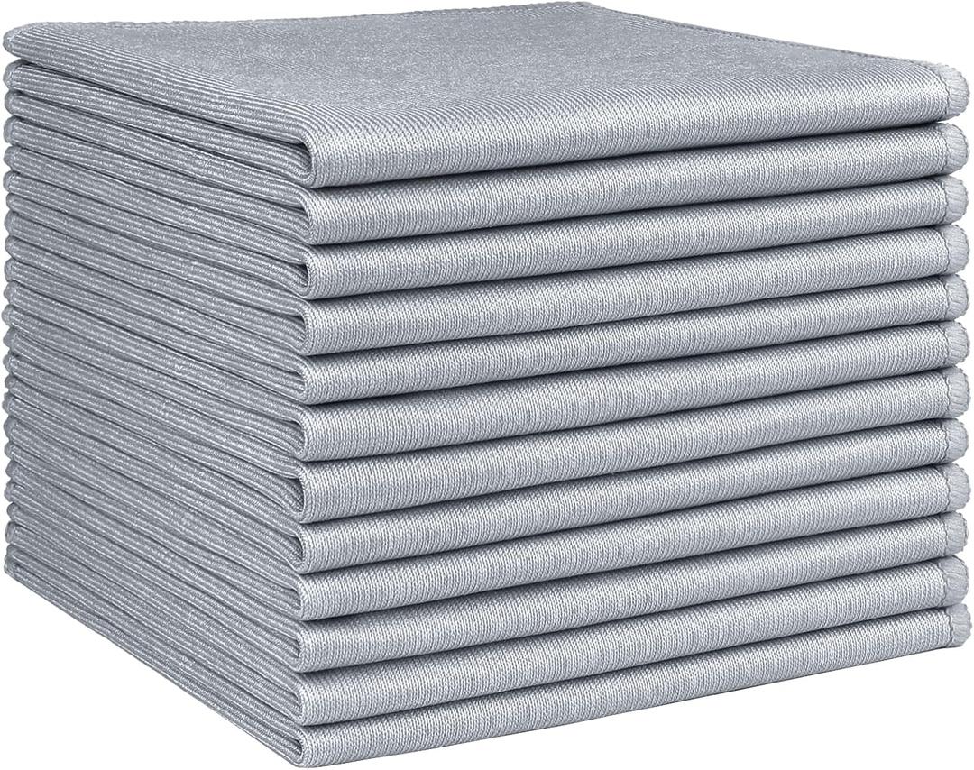 HOMEXCEL Microfiber Glass Cleaning Cloth 12 PK, Lint Free Streak Free, Reusable Cleaning Cloth for Cleaning Windows, Glasses, Mirrors, Screens, Stainless Steel, and More Grey-1212