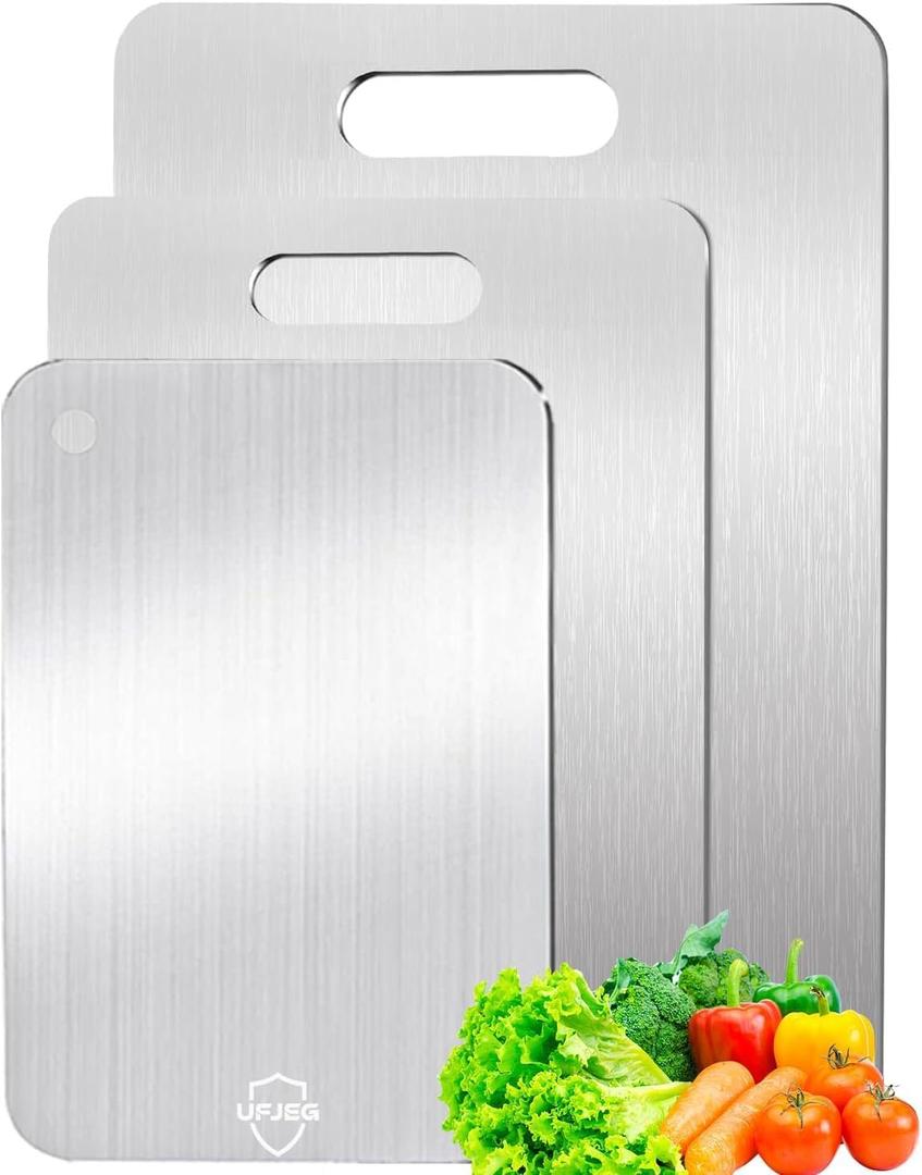Titanium Cutting Board, 3 PCS Titanium Cutting Boards for Kitchen, Non Toxic, Double-Sided Food Grade Chopping Board for Outdoor Camping(15.6" x 11", 13" x 9.3", 11.8" x 7.8")