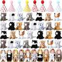 Motionchic 20 Set Cat Stuffed Animals Bulk with Birthday Hats Kraft Paper Boxes Mini Plush Toys Small Stuffed Kittens Adopt Pet Gift for Adoption Event Animal Theme Birthday Party (Sitting Cat)