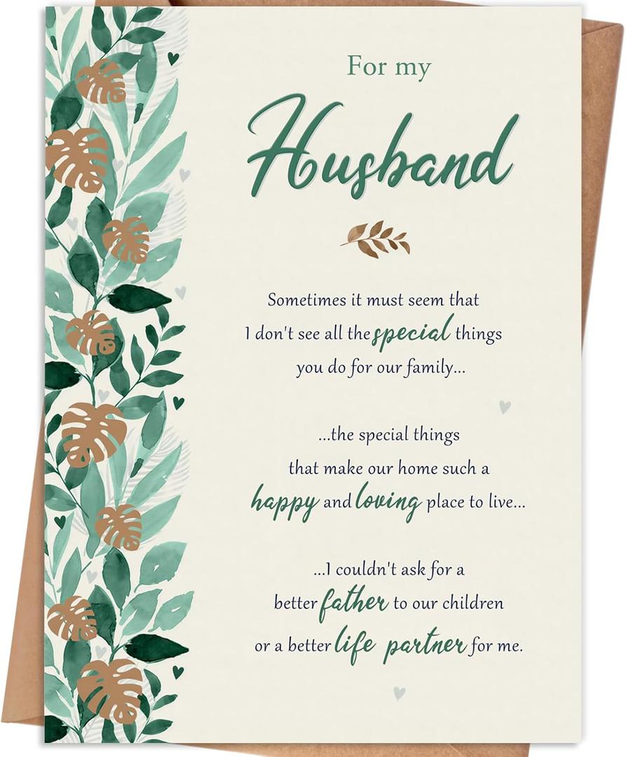 8 x Fathers Day Cards for Husband, Father's Day Card Gifts for Husband from Wife, Fathers Day Card Gifts for Hubby, Fathers Day Decorations