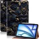 Compatible with iPad Air 11 Inch Case 8th/7th/6th Generation (M4/M3/M2) 2026/2025/2024, for iPad Air 5th/4th Generation Case 10.9 Inch 2022/2020 with Pencil Holder & Card Slots - Blue Flower