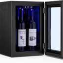 Antarctic Star 0.6Cu. Ft. Freestanding Wine Cellar Mini Fridge, 4-Bottle Red Wine with 6-Can Beverage Refrigerator, Quiet Compressor, LED Light and Display, 40-61 ℉, Black
