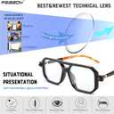 FEISEDY Reading Glasses Vintage Square Blue Light Blocking Glasses Women Men 70s Flat Aviator Glasses B0090
