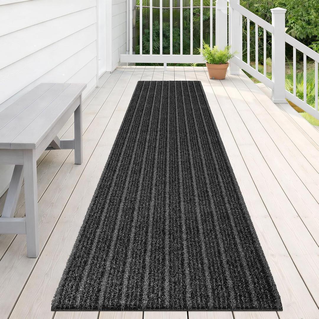 Outdoor Washable Door Mat 24" x 72", Muddy Dirt Trapping Entryway Runner Rug, Non Slip, Water Proof Heavy Duty Commercial Rug for Patio, Balcony, Garage, Traffic Area, Office, Roll Packing