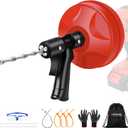 35 FT Drain Snake 2.0 with Double Mode, 10-In-1 Drain Auger for Sink and Drain Unblocking, Plumbing Snake for Real DYIs (Frosted Red)